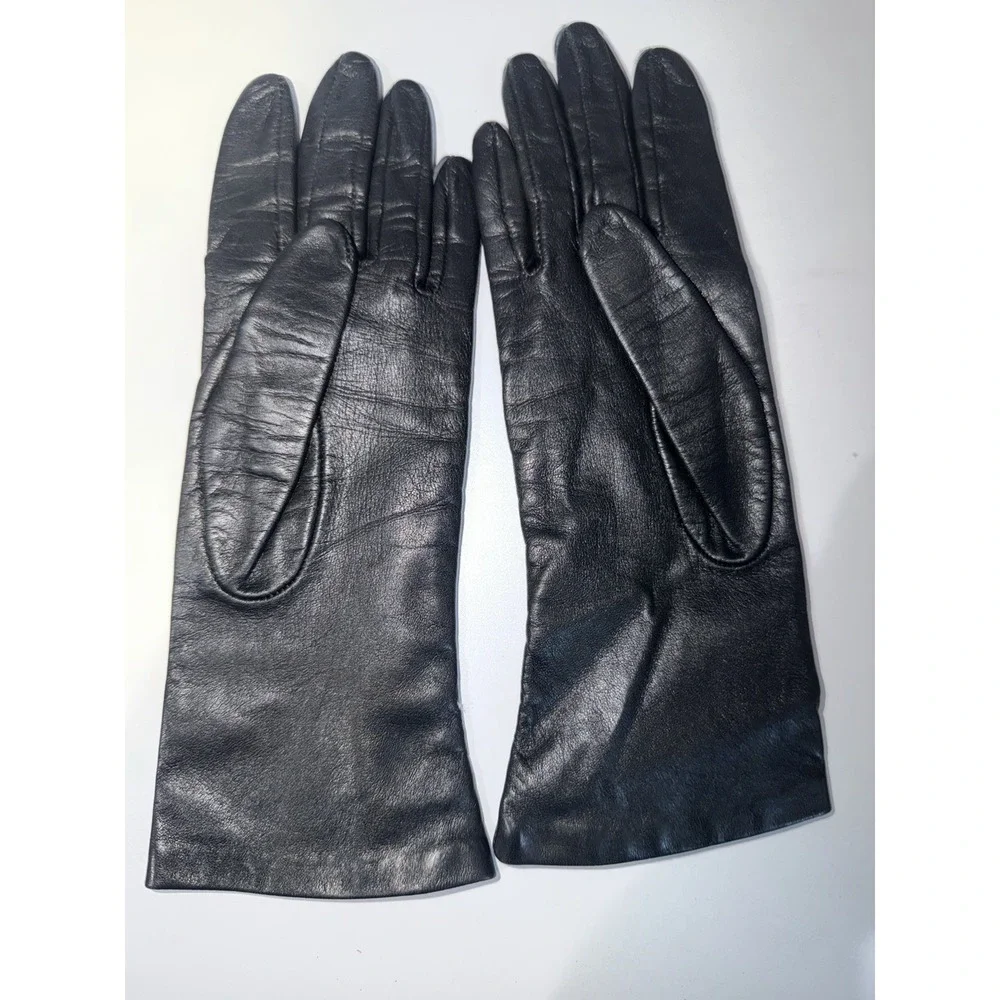 Vintage Womens Size M / 7 Black Soft Leather Formal Mid Length